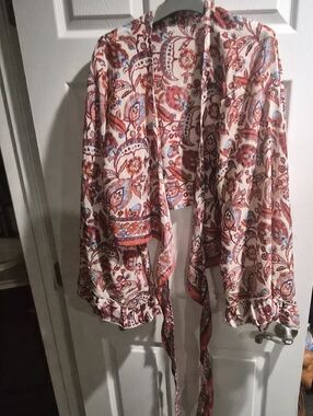 Karma Nepal Craft Boho Floral Wrap Tie-Front Blouse 1x